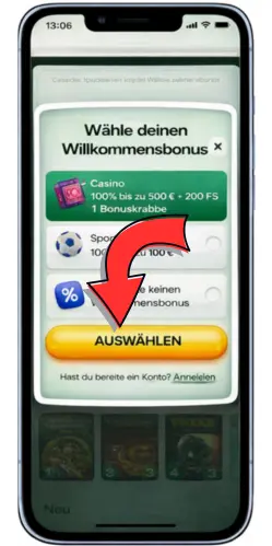 CasinoLo Bonusbereich im persönlichen Konto mit aktivem Willkommensbonus und angezeigtem Guthabenbetrag