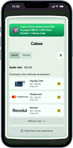 Effectuez un dépôt et commencez à jouer.